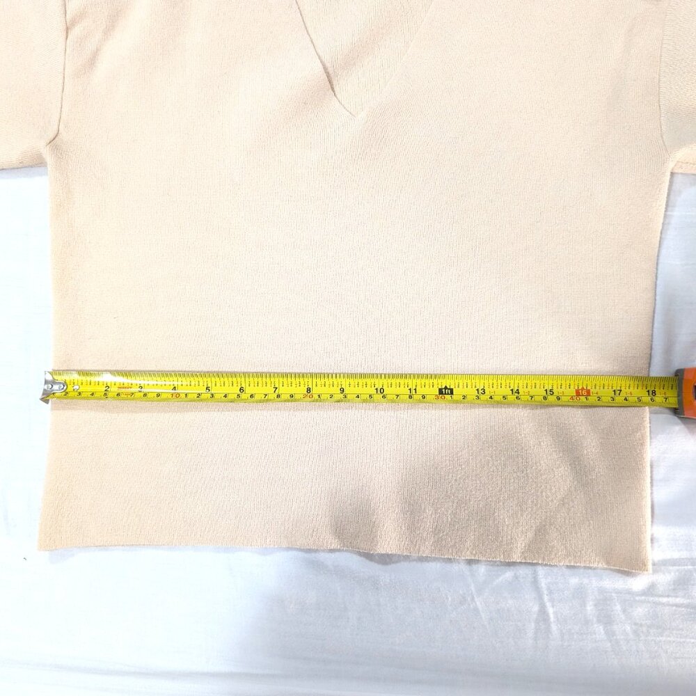 Frank And Oak Beige V-Neck Knit Sweater | Size M | Minimal Classic - Picture 7 of 8